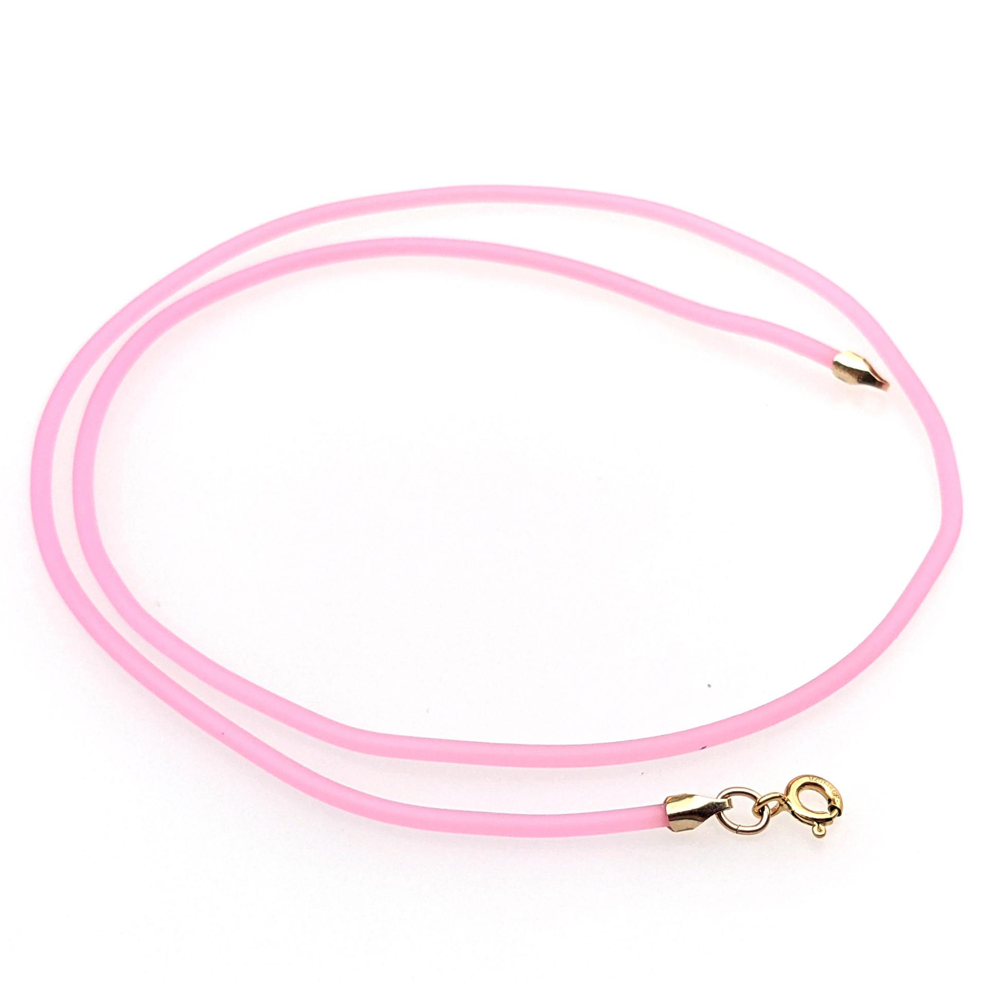 Pink Rubber Cord Necklace, Cotton Candy, 2 mm, Gold Filled Clasp, Interchangeable, 16", 18", 20", 22", 24"