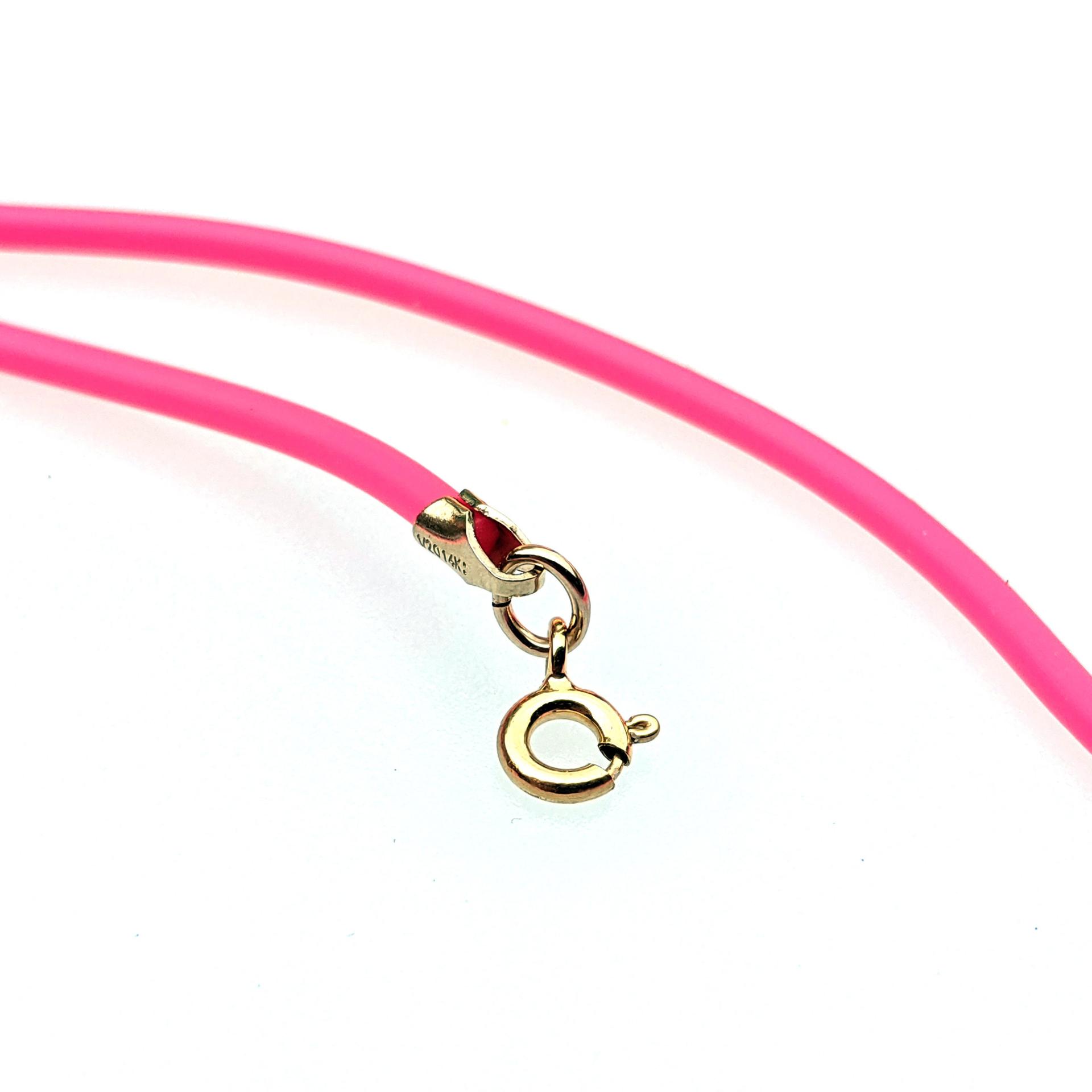 Hot Pink Rubber Cord Necklace, 2mm, Gold Filled Clasp, Interchangeable, 16", 18", 20", 22", 24"