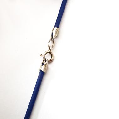 Blue Rubber Cord Necklace, 2mm, Sterling Clasp, Interchangeable, 16", 18", 20", 22", 24"
