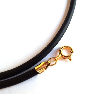 Black Rubber Cord Necklace, 3mm, Gold Filled Clasp, Interchangeable, 16", 18", 20", 22", 24"