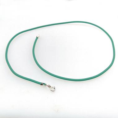 Seafoam Green Rubber Cord Necklace, 2mm, Sterling Clasp, Interchangeable, Teal, 16", 18", 20", 22", 24"