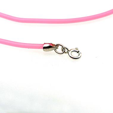 Cotton Candy Pink Rubber Cord Necklace, 2mm, Sterling Clasp, Interchangeable, 16", 18", 20", 22", 24"